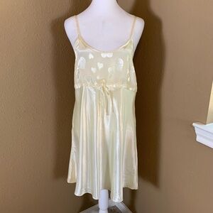 Vintage Janice Heart Chemise Romantic Lace Bow Nightgown XS–S